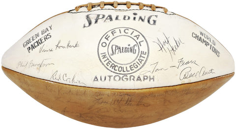 Packers Team Autographed Spalding Leather World Champions Logo Football With Sig