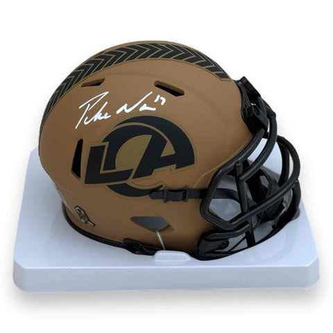 Puka Nacua Autographed Signed Rams Salute to Service 2 Mini Helmet - Fanatics