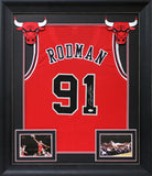 Dennis Rodman Authentic Signed Red Pro Style Framed Jersey JSA Witness