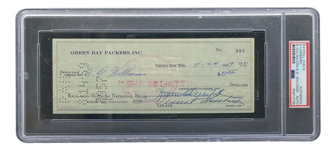 Vince Lombardi Signed Green Bay Packers 1959 Payroll Check #392 PSA/DNA
