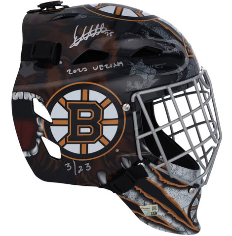 Linus Ullmark Autographed "2023 Vezina" Bruins Full Size Goalie Mask Fanatics LE