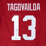 ALABAMA TUA TAGOVAILOA AUTOGRAPHED SIGNED FRAMED RED JERSEY BECKETT 162370