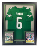 DeVonta Smith Signed Green Football Jersey Philadelphia Eagles Framed 203437