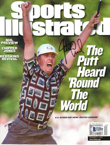 Justin Leonard Signed U.S. Ryder Cup Golf Sports Illustrated 10/4/99 Beckett