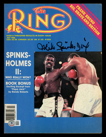 Michael Spinks "Jinx" Autographed Signed Ring Magazine Beckett BAS QR #BK08880