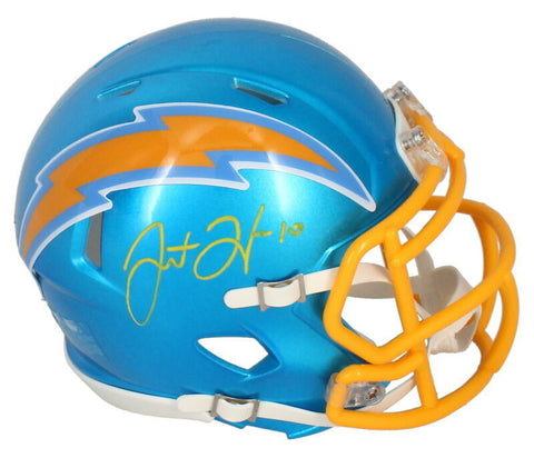 Justin Herbert Autographed Chargers Flash Speed Mini Helmet Beckett