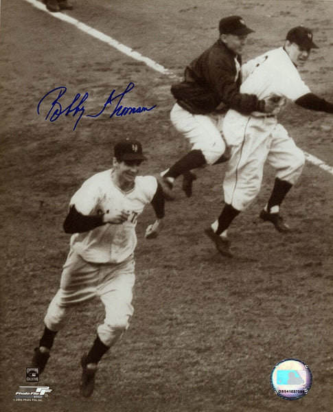 Bobby Thomson Signed Giants Shot Heard... HR Running Bases 8x10 Photo - (SS COA)