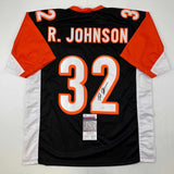 Autographed/Signed Rudi Johnson Cincinnati Black Football Jersey JSA COA