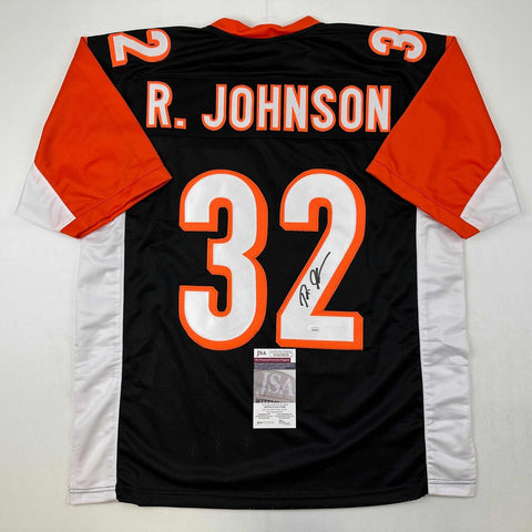 Autographed/Signed Rudi Johnson Cincinnati Black Football Jersey JSA COA