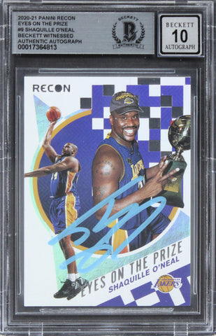 Lakers Shaquille O'Neal Signed 2020 Panini Recon EOTP #9 Card Auto 10! BAS Slab