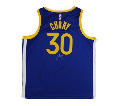 Steph Curry Signed Golden State Warriors Nike Blue with Silver Ink NBA Jersey
