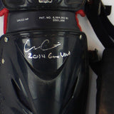 Evan Gattis Signed Game Used Red & Navy Under Armor Catchers Gear -2014 Game Use