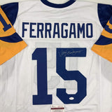 Autographed/Signed Vince Ferragamo Los Angeles LA White Jersey JSA COA