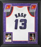 Suns Steve Nash Signed White M&N 1996-97 HWC Swingman Framed Jersey BAS Witness