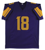 Justin Jefferson Signed Purple Color Rush Pro Style Jersey w/ Yellow # BAS Wit