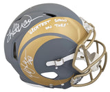 Rams (2) Faulk & Warner Signed Slate F/S Speed Proline Helmet W/ Case BAS Wit