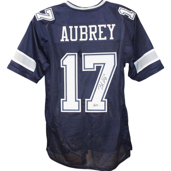 Brandon Aubrey Autographed Pro Style Size XL Blue Jersey Beckett Witness 50945