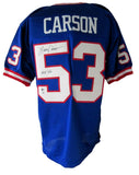 Harry Carson HOF Signed/Inscribed Blue Giants Custom Football Jersey SM XHC68