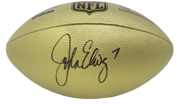 John Elway Signed Wilson Duke Gold Metallic NFL Full Size Replica Football - SS