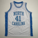 Autographed/Signed Sam Perkins UNC North Carolina White Jersey JSA COA