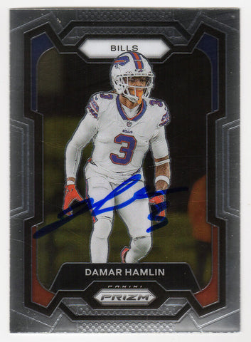 Damar Hamlin Signed Bills 2023 Panini Prizm Football Trading Card #27 - (SS COA)