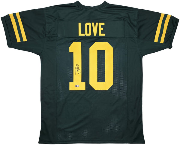 PACKERS JORDAN LOVE AUTOGRAPHED THROWBACK GREEN JERSEY BECKETT WITNESS 239856