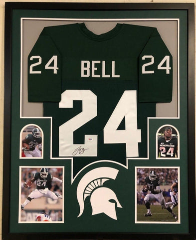 FRAMED MICHIGAN STATE SPARTANS LE'VEON BELL AUTOGRAPHED SIGNED JERSEY PSA COA