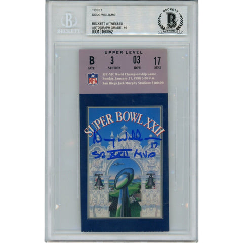 Doug Williams Autographed Washington Redskins SB XXII Ticket Stub Beckett 47605