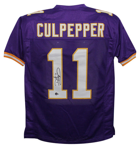 Daunte Culpepper Autographed/Signed Pro Style Purple XL Jersey Beckett 39303