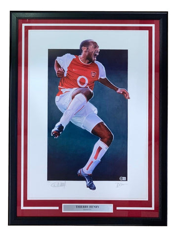 Thierry Henry Signed Framed 20x28 Arsenal Soccer Lithograph BAS
