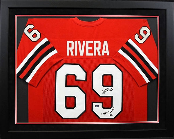 GABE RIVERA SIGNED TEXAS TECH RED RAIDERS #69 FRAMED JERSEY W/ SENOR SACK