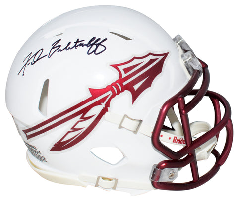 FRED BILETNIKOFF SIGNED FLORIDA STATE SEMINOLES WHITE SPEED MINI HELMET BECKETT