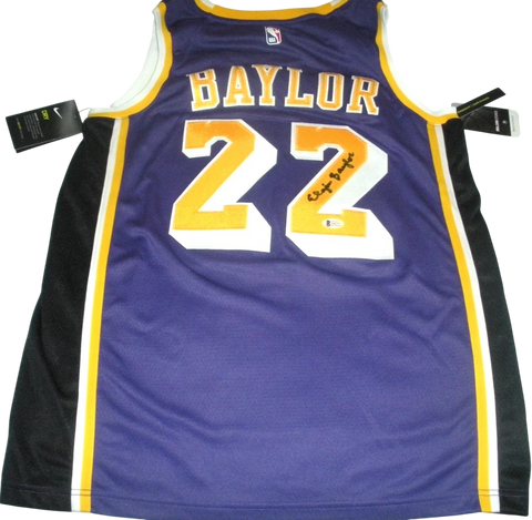 Elgin Baylor Signed Lakers Official Nike Jersey Purple Beckett