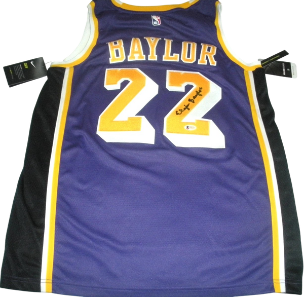 Elgin Baylor Signed Lakers Official Nike Jersey Purple Beckett