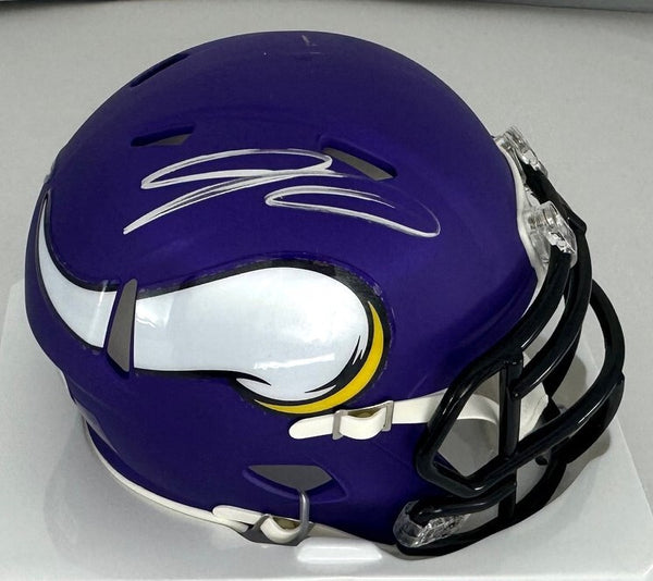 Vikings Receiver JORDAN ADDISION Signed Riddell Speed Mini Helmet AUTO - BAS