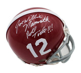 Joe Willie Namath Signed Alabama Crimson Tide VSR4 NCAA Mini Helmet - Roll Tide