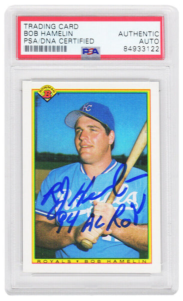 Bob Hamelin Signed 1990 Bowman Rookie Card #379 w/94 AL ROY - (PSA Encapsulated)