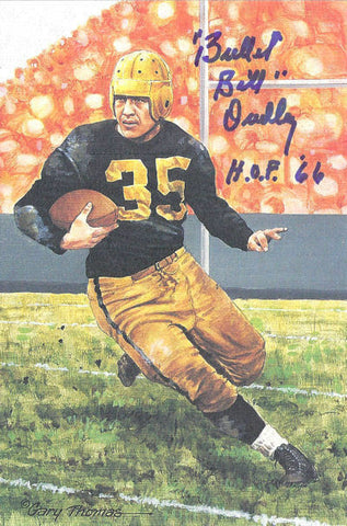 Bullet Bill Dudley Signed Pittsburgh Steelers Goal Line Art Card Blue HOF 11128