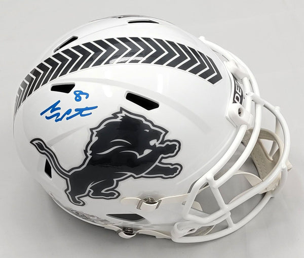 Sam LaPorta Signed Detroit Lions 2024 Salute to Service STS Replica Helmet BAS