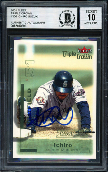 Ichiro Suzuki 2001 Fleer Triple Crown RC #2961/2999 Gem 10 Auto Beckett 12490896
