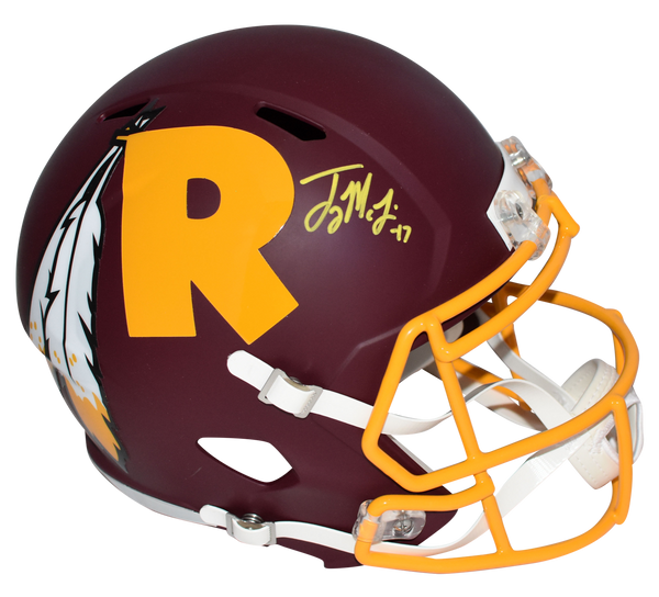 TERRY McLAURIN SIGNED WASHINGTON REDSKINS COMMANDERS FULL SIZE AMP HELMET BAS