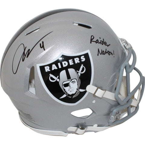 Aidan O'Connell Signed Las Vegas Raiders Authentic Helmet Insc Beckett 43075