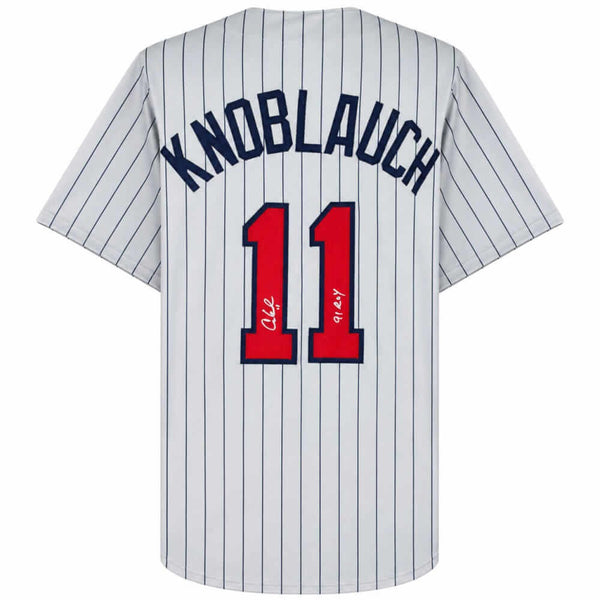 Chuck Knoblauch Signed Grey Pinstripe Custom Baseball Jersey w/ROY'91 - (SS COA)