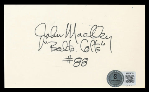 Colts John Mackey "Balt. Colts #88" Authentic Signed 3x5 Index Card BAS #BT03676