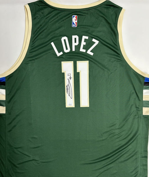 Bucks NBA Champ BROOK LOPEZ Signed Mil Fanatics Fast Break Green Jersey AUTO JSA