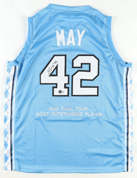 Sean May Signed North Carolina Tar Heels Jersey (Beckett QR) 2005 NCAA Champion
