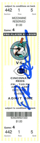 Deion Sanders Signed Cincinnati Reds 4/4/1997 @ Marlins Ticket BAS 37164