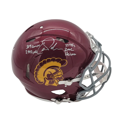 Carson Palmer Signed USC Trojans Authentic Helmet W/ Collage Stats Beckett