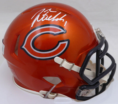Justin Fields Autographed Orange Flash Mini Helmet Bears Beckett QR W176085