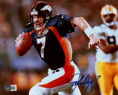 John Elway Autographed/Signed Denver Broncos 8x10 Photo Beckett 51076